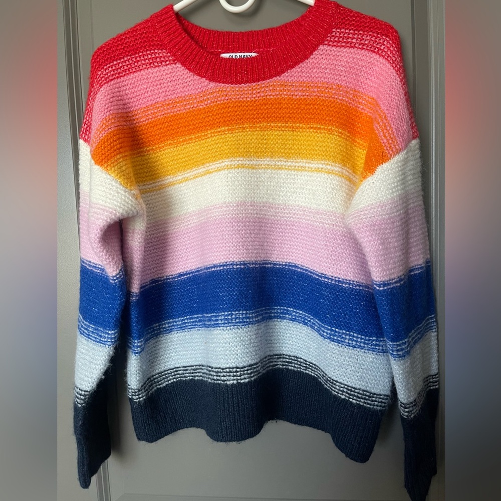 Old Navy Colorful Striped Crew Neck Sweater